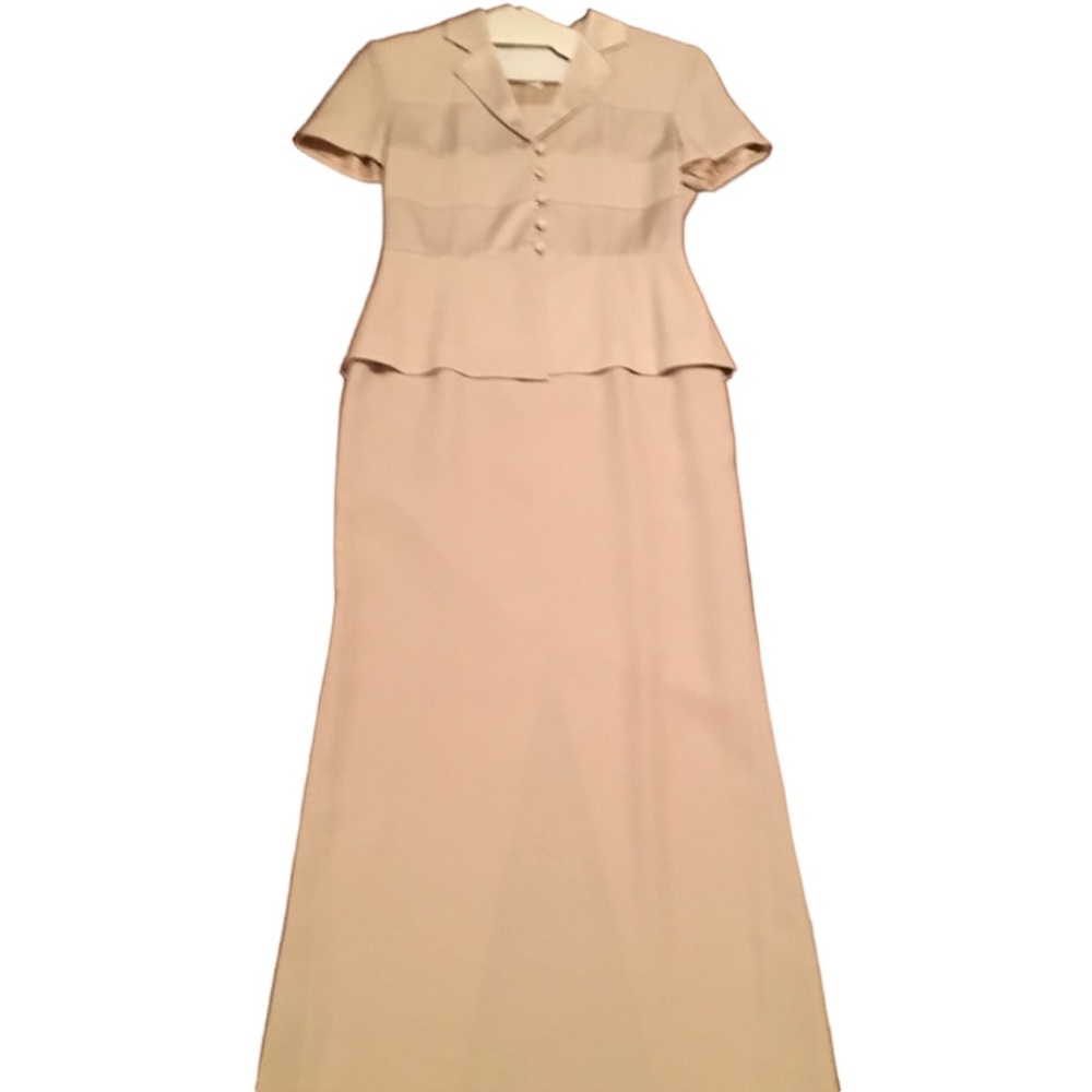 Ladies Evan Picone Cream Full Length Formal Dress With Collar Size 6 WORN ONCE
